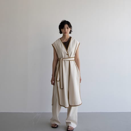 【nokcha original】2way long jilet/ivory_no0219