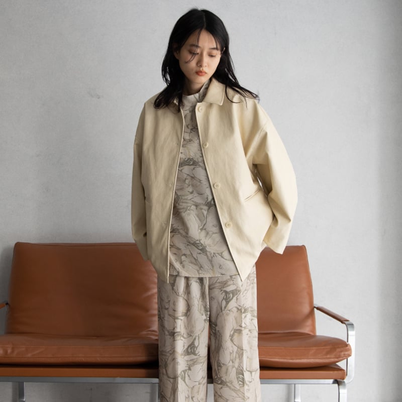 nokcha original】eco leather over jacket/ivory_ nokcha original】eco leather over jacket/ivory_