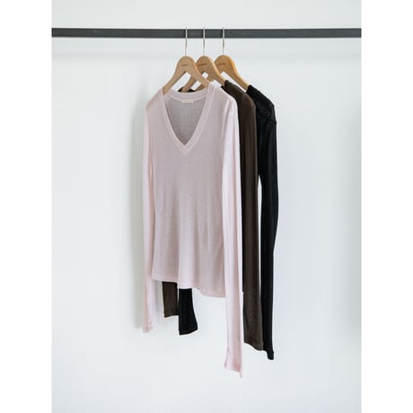 《予約販売》v neck sheer lib tops/3colors_nt2583
