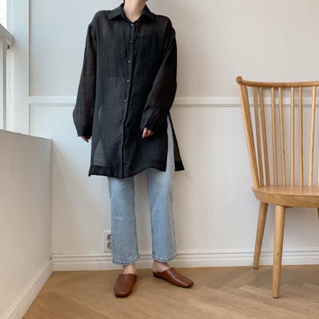 ✳︎予約販売✳︎sheer  slit shirt/2colors_nb0002