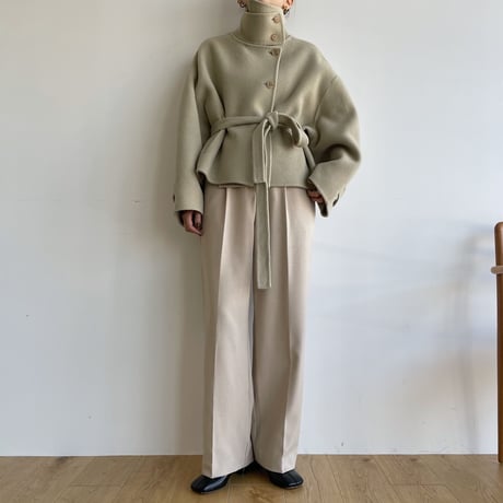 【nokcha original】HAND MADE 4way over half coat/beige_no0242