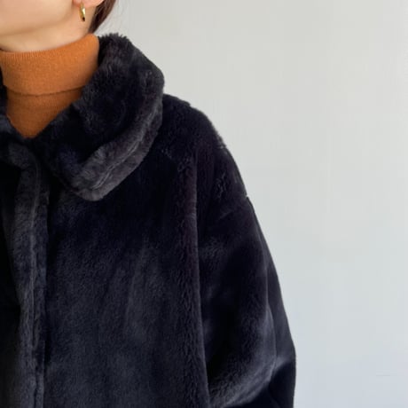 【nokcha original】long fur coat/navy black_no0240