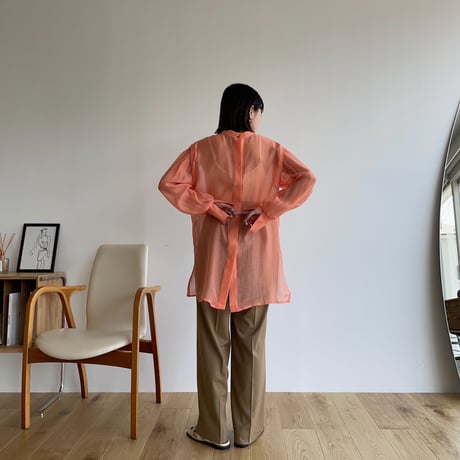 【nokcha original】2way volume sheer blouse/apricot orange_nb0046