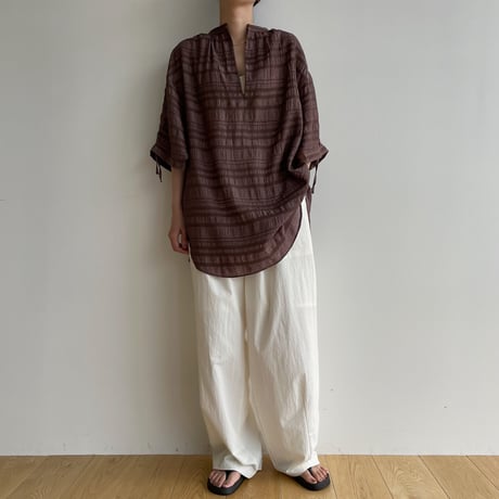 【nokcha original】mulch jacquard blouse/brown_nb0155
