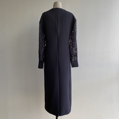 【nokcha original】sleeve dress/charcoal navy_nd0134