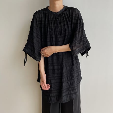 【nokcha original】mulch jacquard blouse/black_nb0156