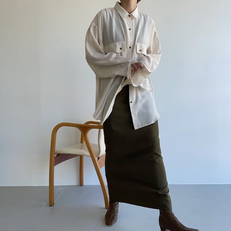 【nokcha original】pin stripe sheer over shirt/ivory_nt1044