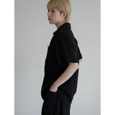 - AUTHENTIC series - vintage like linen shirt/black_an0039