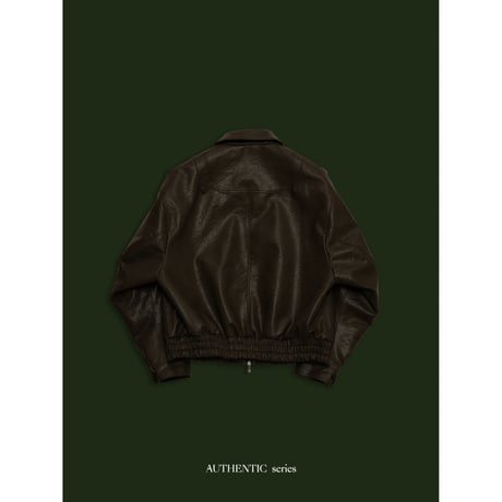 - AUTHENTIC series - throat latch fake leather jacket/khaki brown_an0016