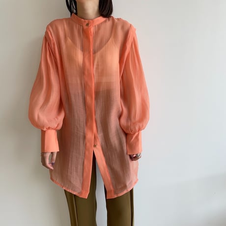 【nokcha original】2way volume sheer blouse/apricot orange_nb0046