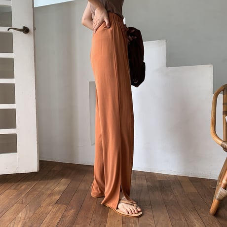 【nokcha original】material lady pants/ brick_np0243