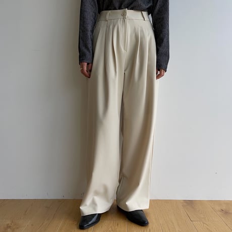 【nokcha original】three tuck wide pants/ivory_np0766