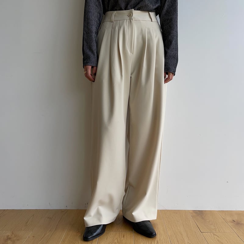 nokcha original】three tuck wide pants/ivory_np