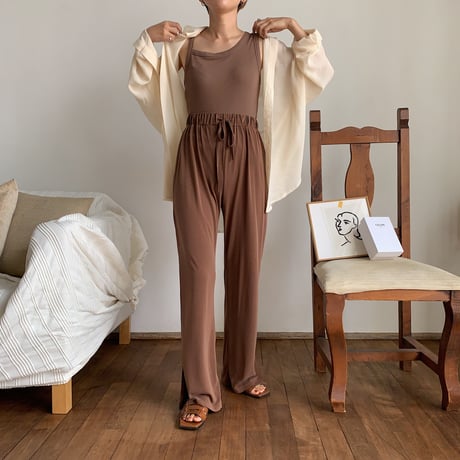 【nokcha original】material lady pants/brown_np0244