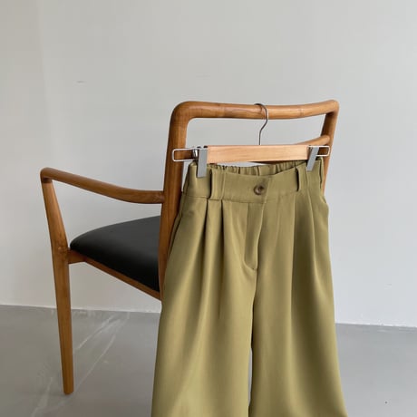 【nokcha original】 quality two tuck wide pants/green tee_np0466