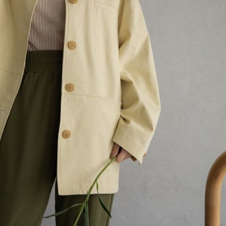 【nokcha original】twill over jacket/light yellow_no0199