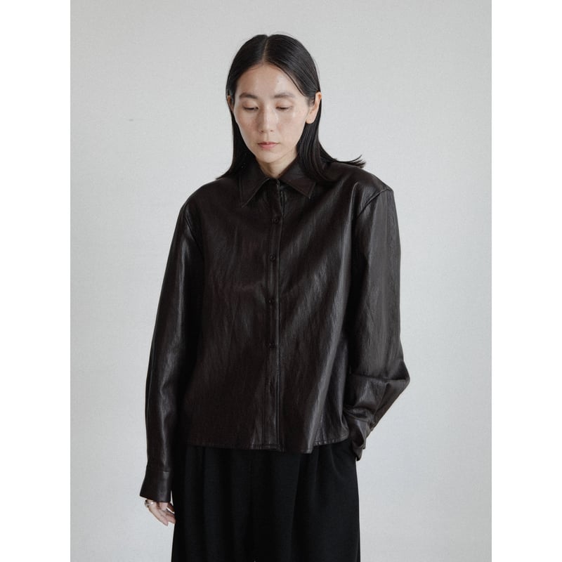 nokcha コート　ブラック 予約販売》leather like shirt/2colors_nb0340 | NOKCHA