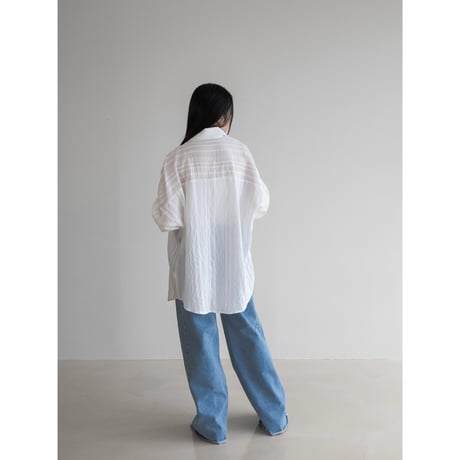 《予約販売》accent stripe sheer shirt/2colors_nb0238