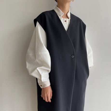 【nokcha original】accent jacquard long shirt/ivory_nb0080