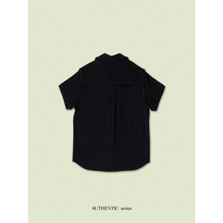 - AUTHENTIC series - vintage like linen shirt/black_an0039