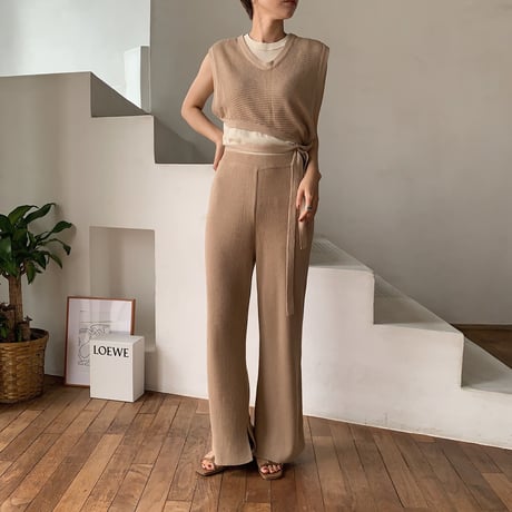 【nokcha original】quality linen knit pants/beige_np0211
