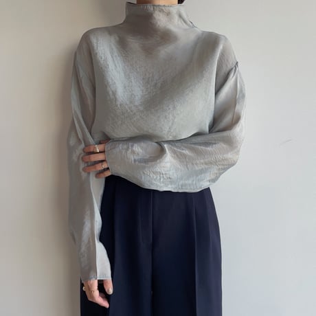 《予約販売》bottle neck sheer blouse/2colors_nb0214