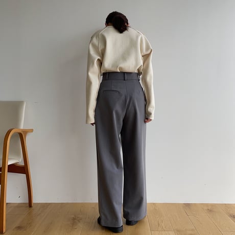 【nokcha original】three tuck wide pants/charcoal gray_np0767