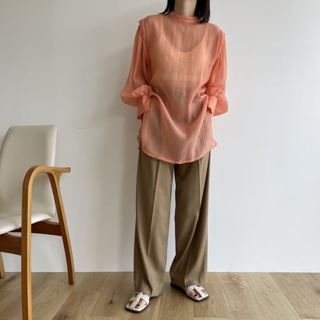 【nokcha original】2way volume sheer blouse/apricot orange_nb0046