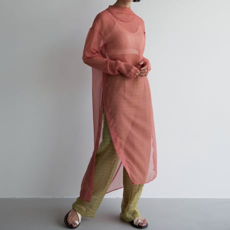 【nokcha original】check sheer pants/light green_np0598