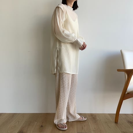 【nokcha original】2way volume sheer blouse/ivory_nb0049