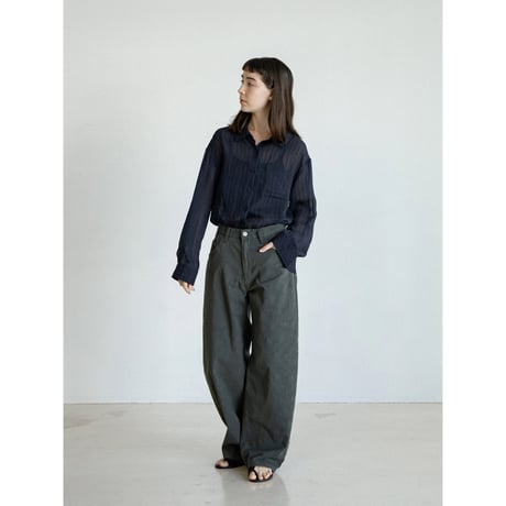 《予約販売》accent stripe mannish sheer shirt/2colors_nb0383