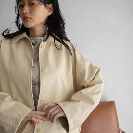 【nokcha original】eco leather over jacket/ivory_no0197