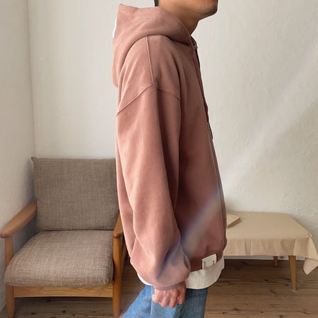 【nokcha original】unisex label hood pullover/dark pink_nt0736
