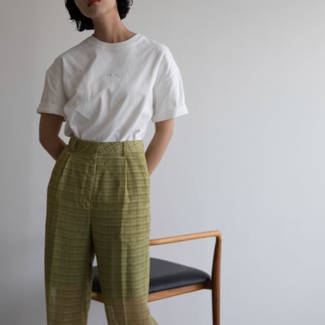 【nokcha original】check sheer pants/light green_np0598