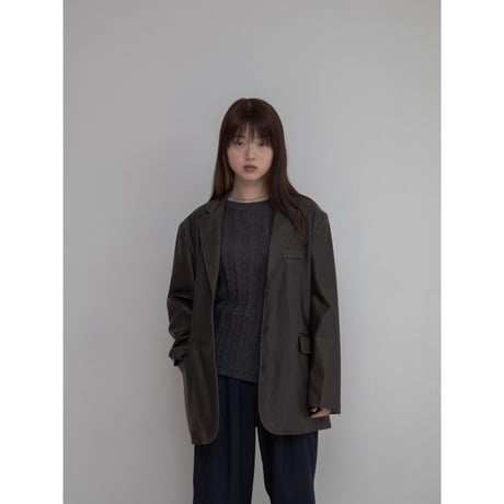 《予約販売》vintage like tailored eco leather jacket_no0369