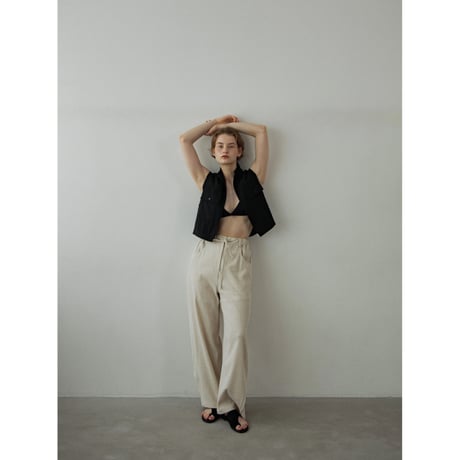 - AUTHENTIC series - vintage like linen oval pants/2colors_an0040