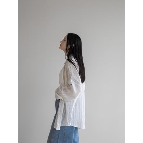 《予約販売》accent stripe sheer shirt/2colors_nb0238