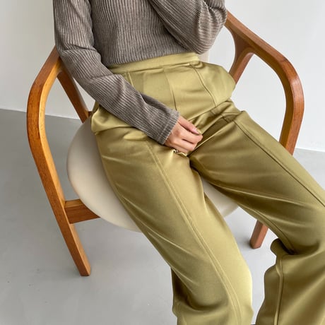 【nokcha original】satin slit pants/yellow green_np0455