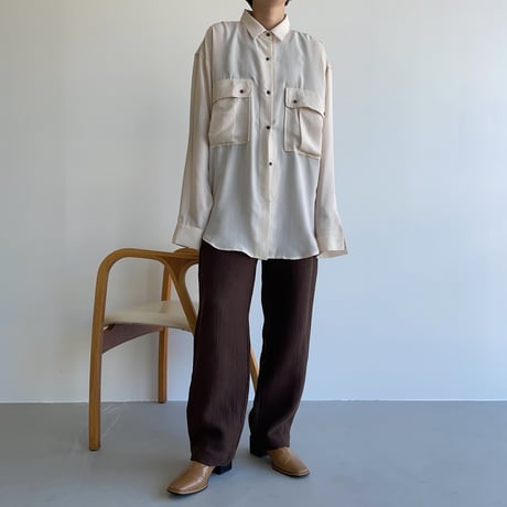 【nokcha original】pin stripe sheer over shirt/ivory_nt1044