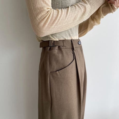 【nokcha original】buckle slacks pants/brown_np0668
