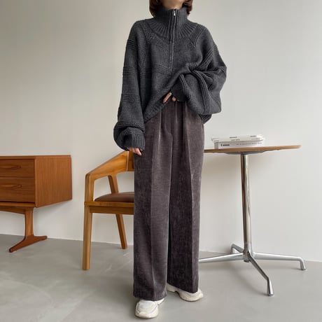 【nokcha original】zip up over knit/charcoal_nt1184