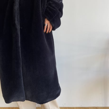 【nokcha original】long fur coat/navy black_no0240