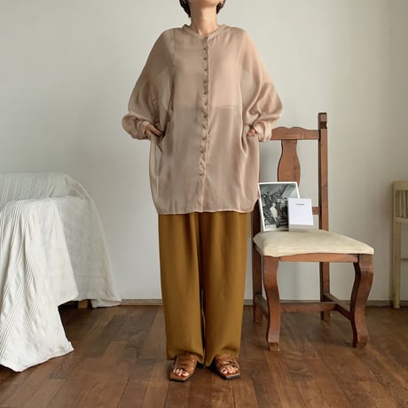 【nokcha original】sheer raglan over shirt/beige_nt0513