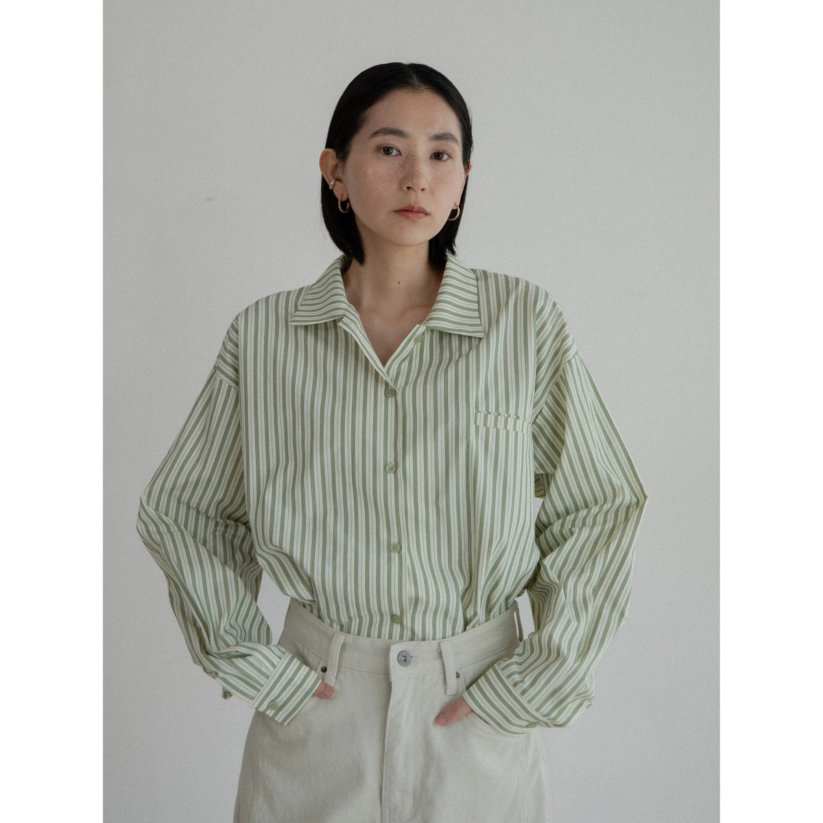 予約販売》stripe over mannish shirt/2colors_nb0281