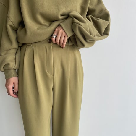 【nokcha original】 quality two tuck wide pants/green tee_np0466