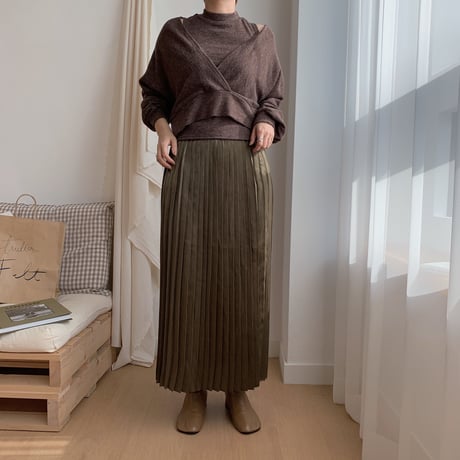 ✳︎予約販売✳︎shiny pleats skirt/2colors _ns0016