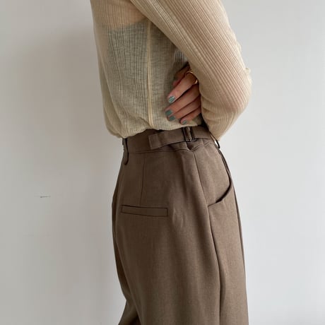 【nokcha original】buckle slacks pants/brown_np0668