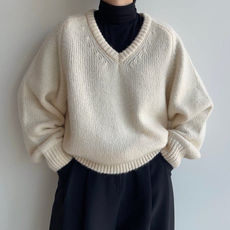 《予約販売》v neck rich knit/2colors_nt1924