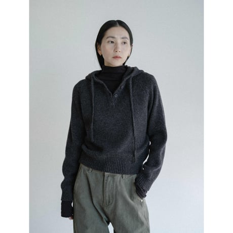 《予約販売》henley neck raglan knit hoodie/2colors_nt2458