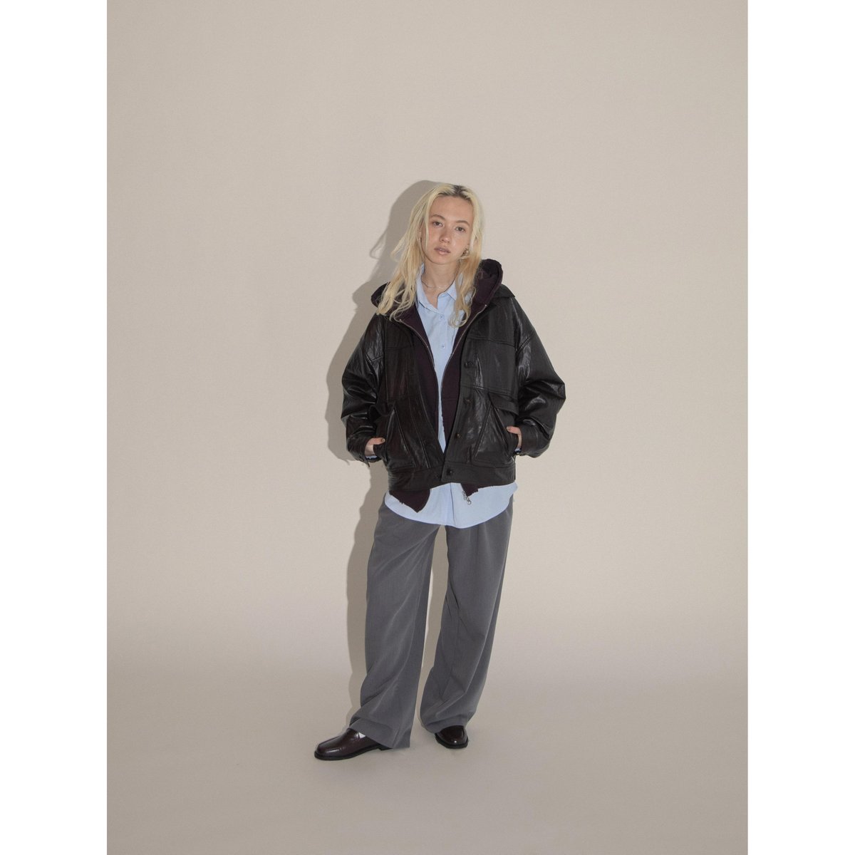 nokcha old like eco leather jacket